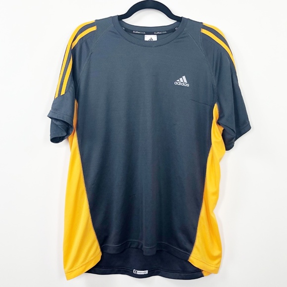 adidas Other - Adidas 3 Stripe Short Slvs Grey Orange Tech Top  L